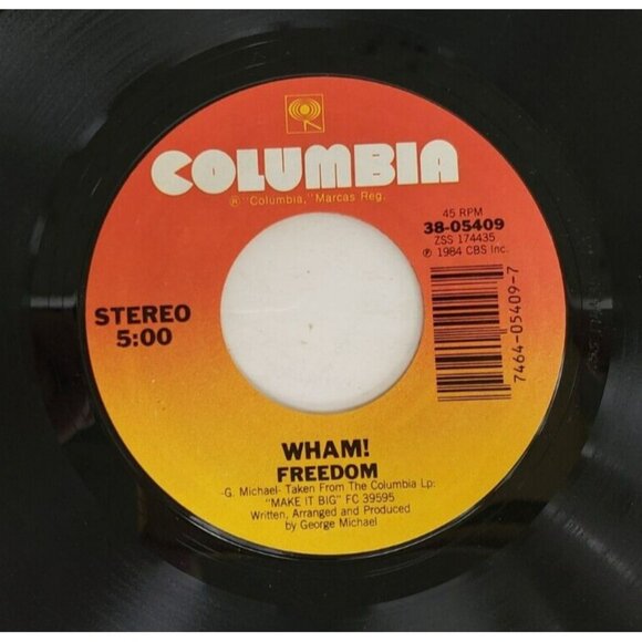 Record 45 RPM Vinyl  Wham! Freedom/ Heartbeat with Picture Sleeve VINTAGE  1984 - Picture 5 of 6